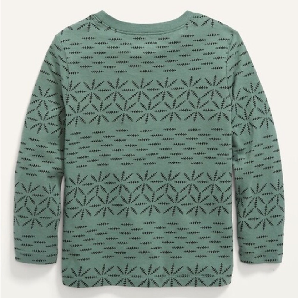 Old Navy Green Geometric Long Sleeve Tee